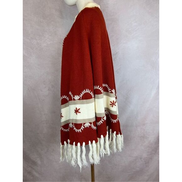 Vintage Boho Western Wool Cape Poncho 1970s - Picture 3 of 7